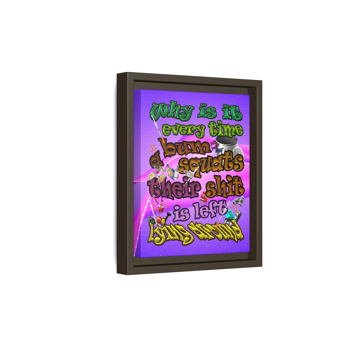 the bum's shit - framed canvas art (purple-pink wave)