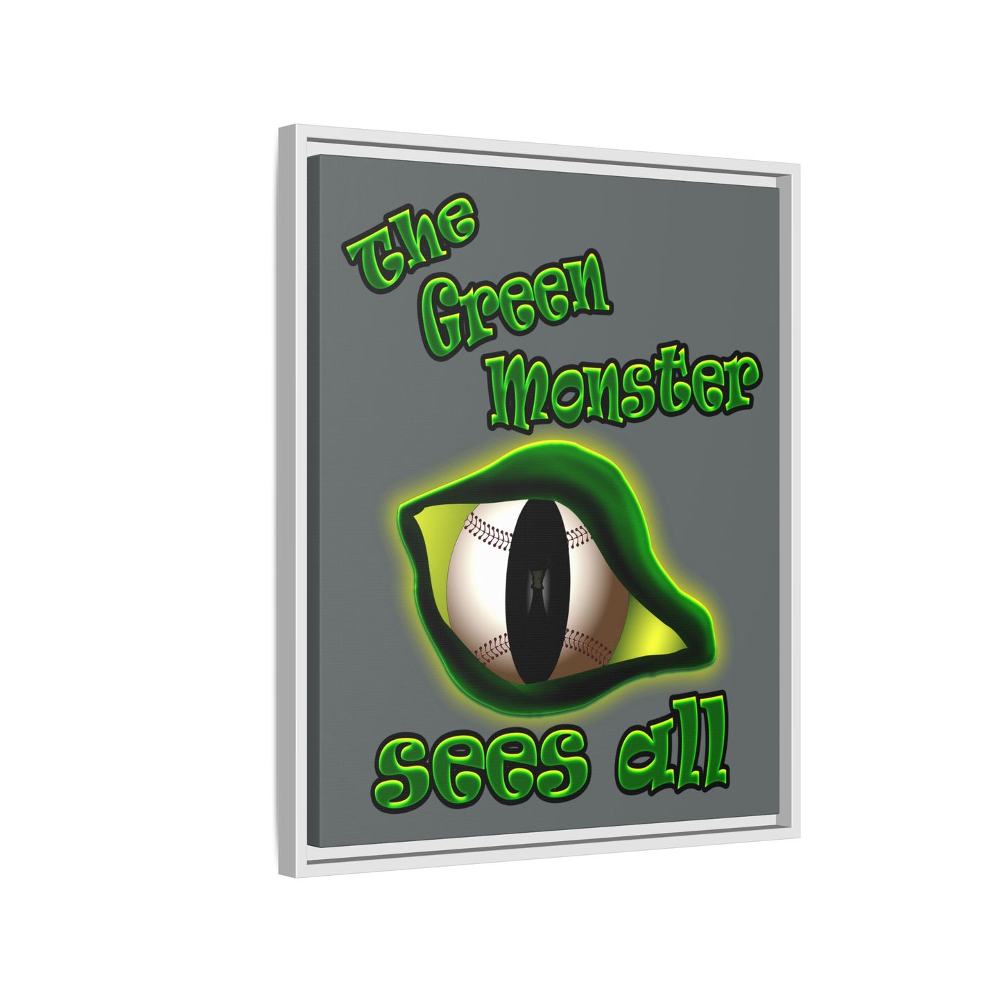green monster - framed canvas art (dark grey)