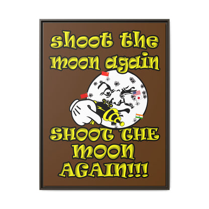 shoot the moon again - framed canvas art (brown)