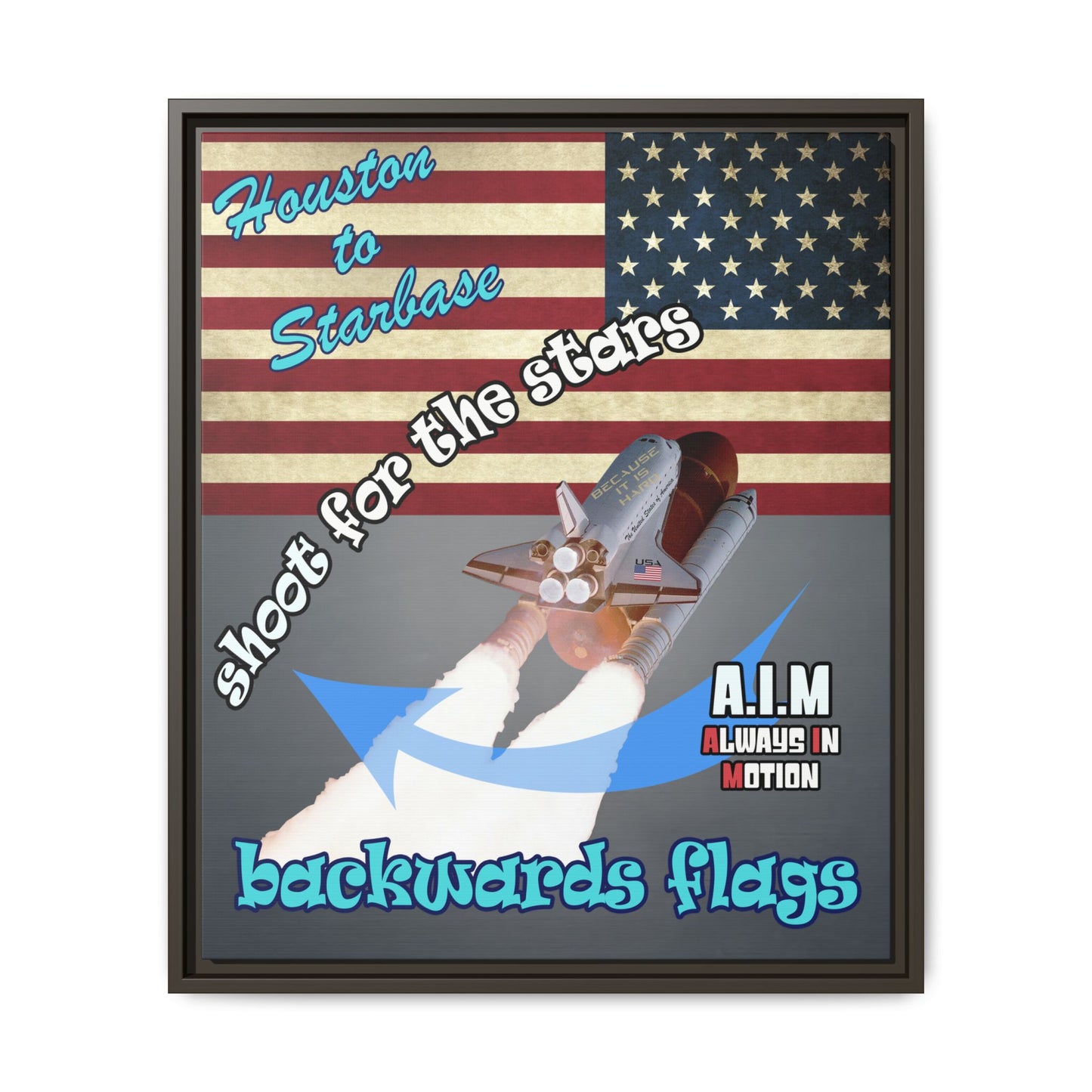 shoot for the stars - framed canvas art (grey-light grey)