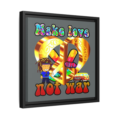 love peace - framed canvas art (dark grey)