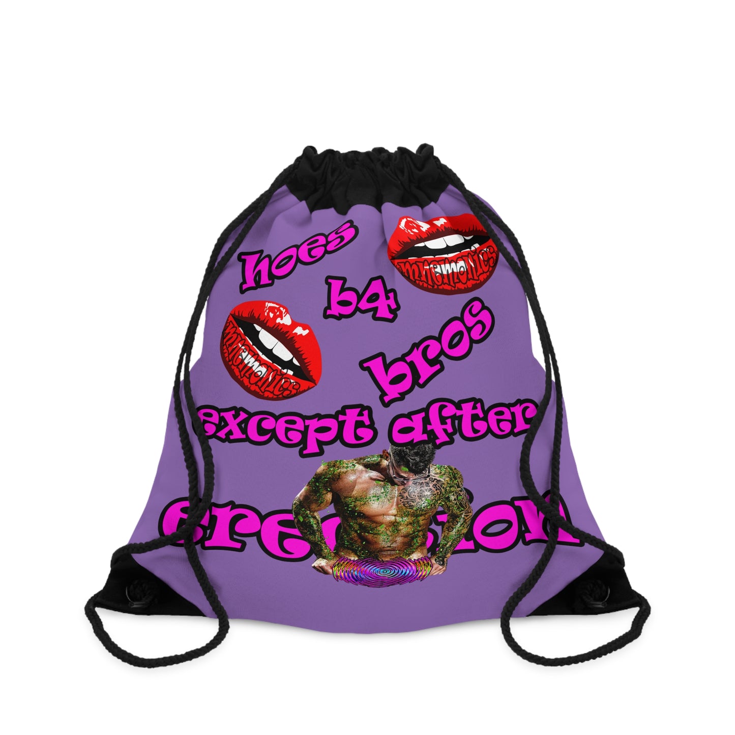 hoes b4 bros - Drawstring Bag (light purple)