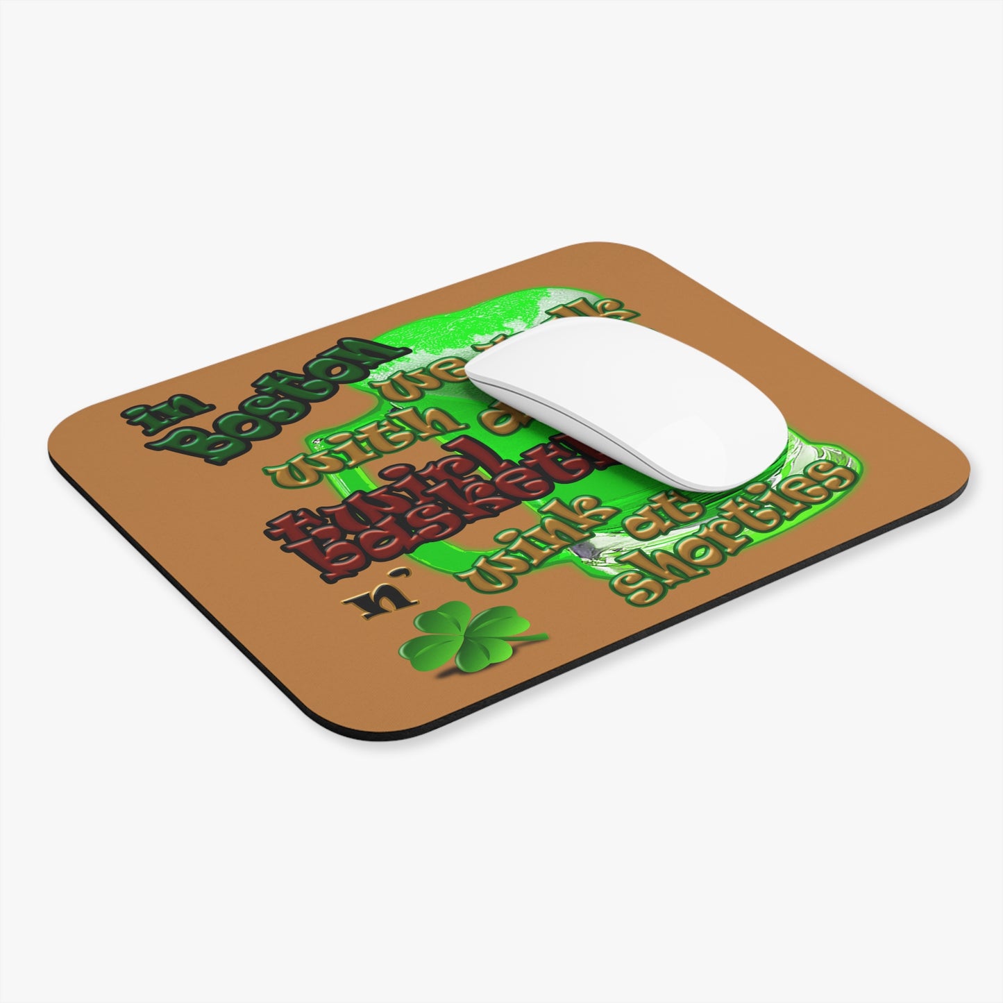 celtics logo - Mouse Pad (Rectangle) (light brown)