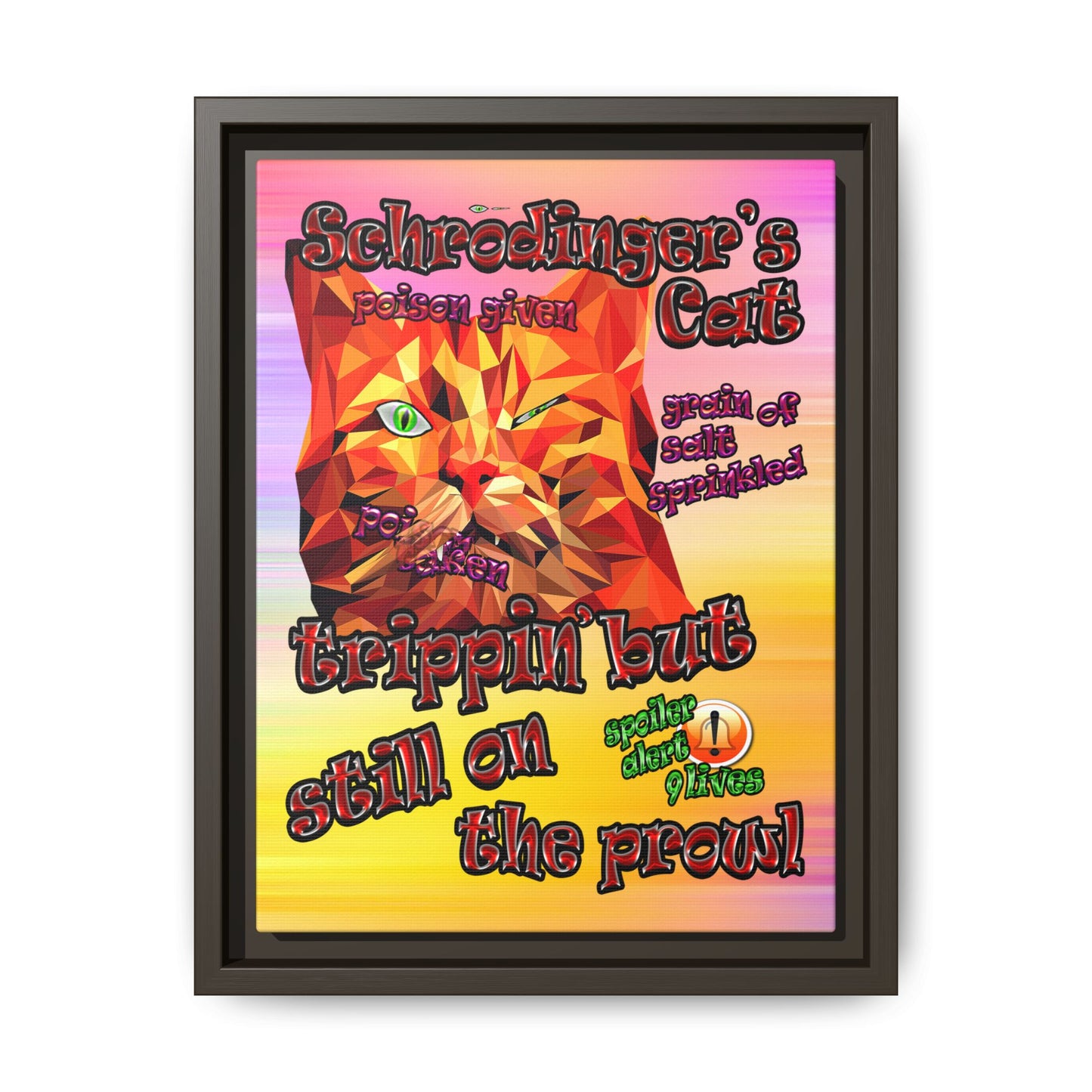 schrodinger's cat - framed canvas art (color blur)