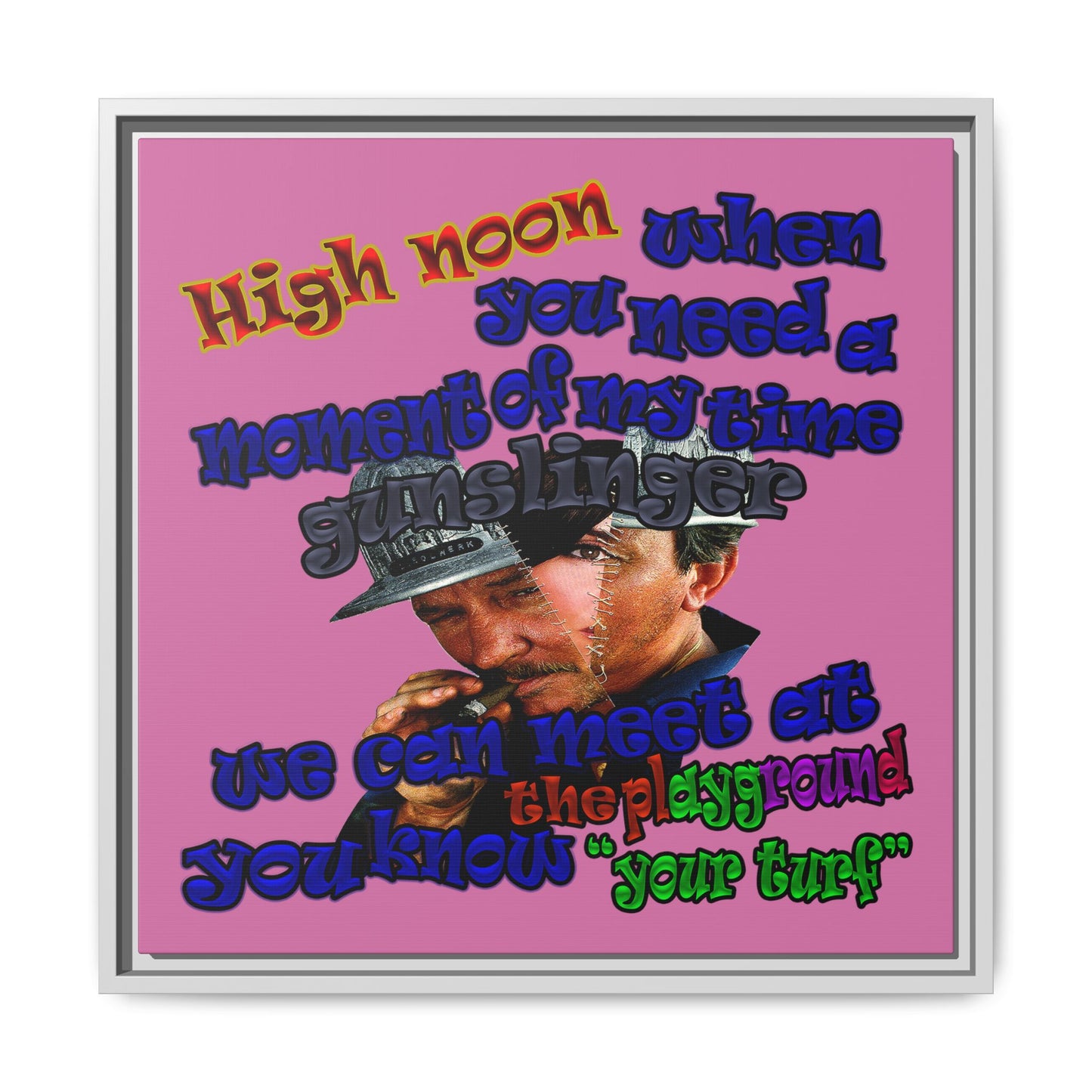 high noon - framed canvas art (light pink)