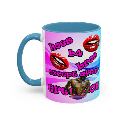 hoes b4 bros - Accent Mug (light blue-pink wave)