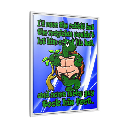 turtle race - framed canvas art (blue-white wave)