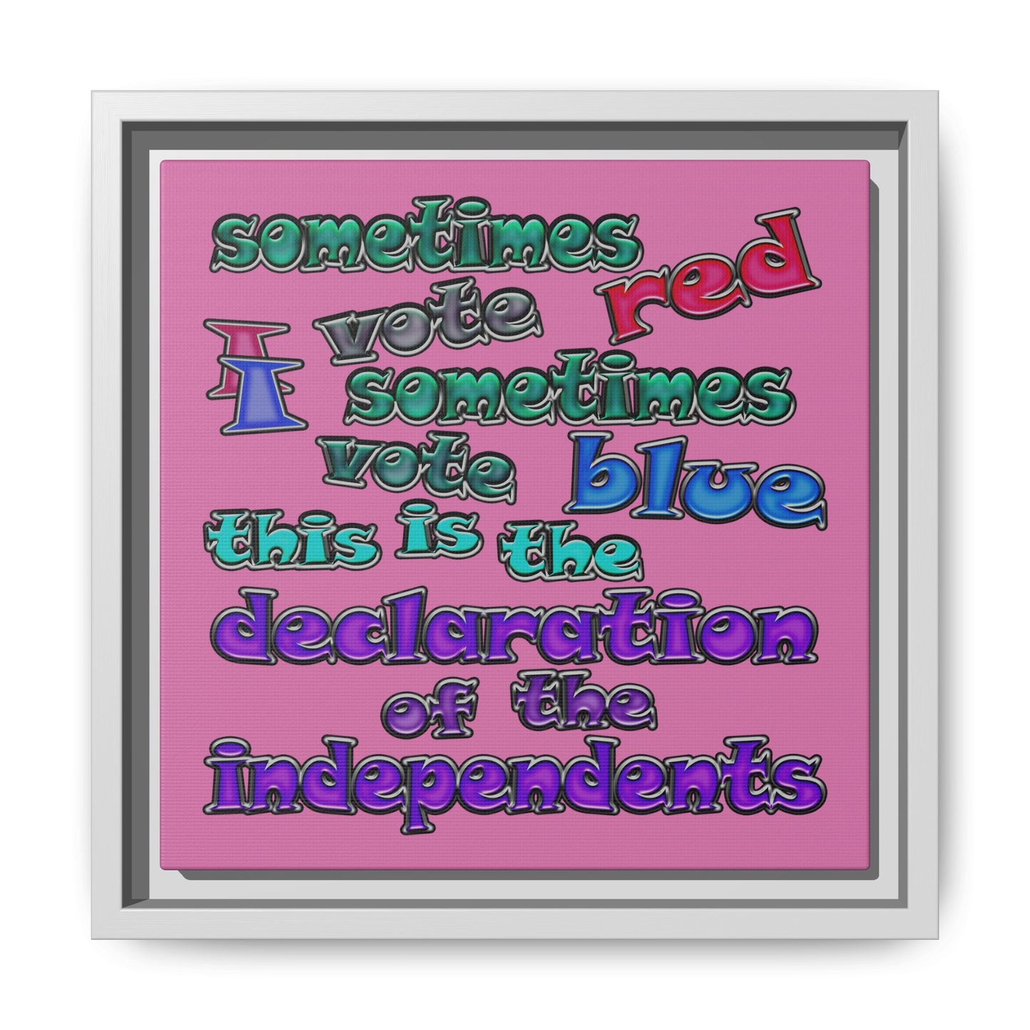 declaration of the independents - framed canvas art (light pink)