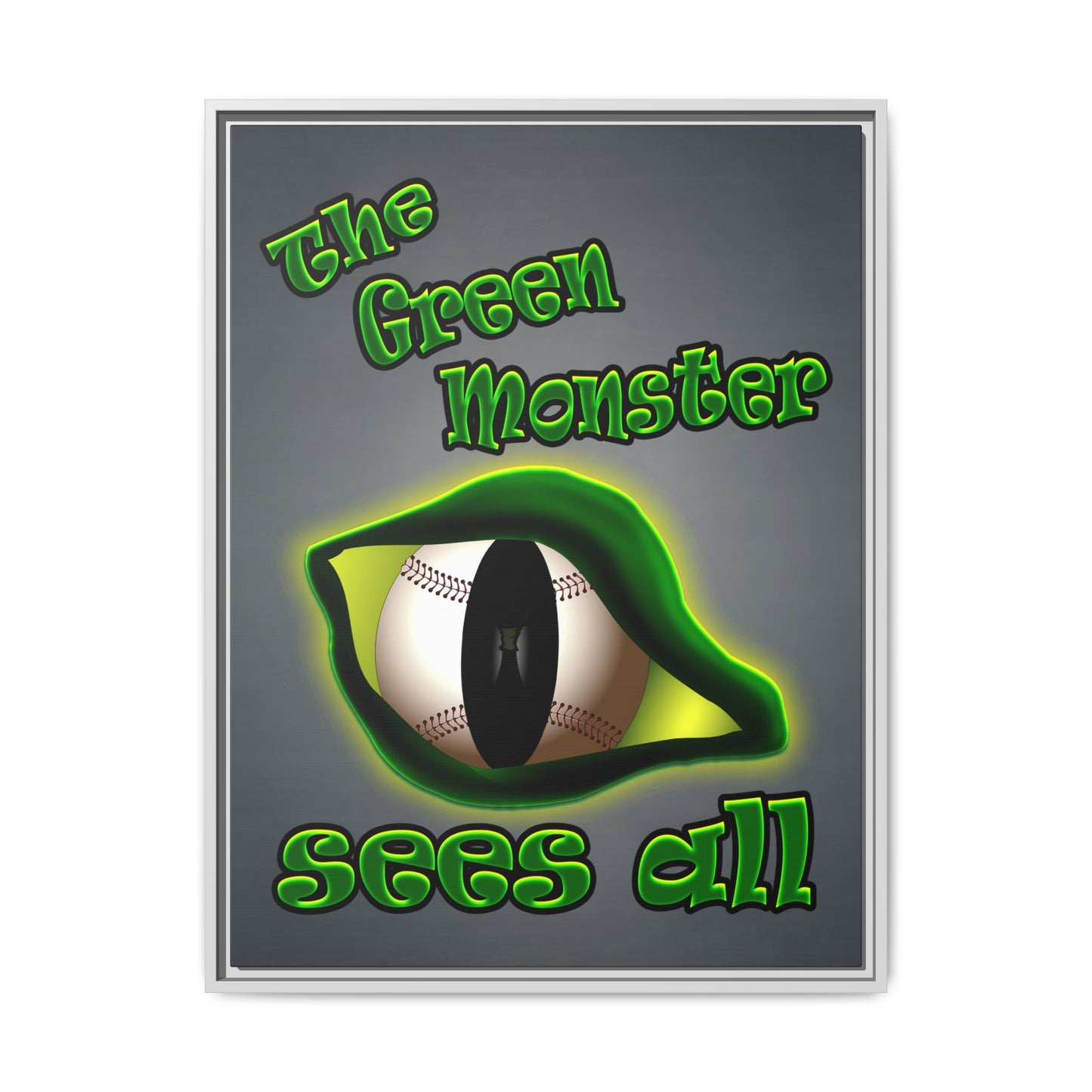 green monster - framed canvas art (grey-light grey)
