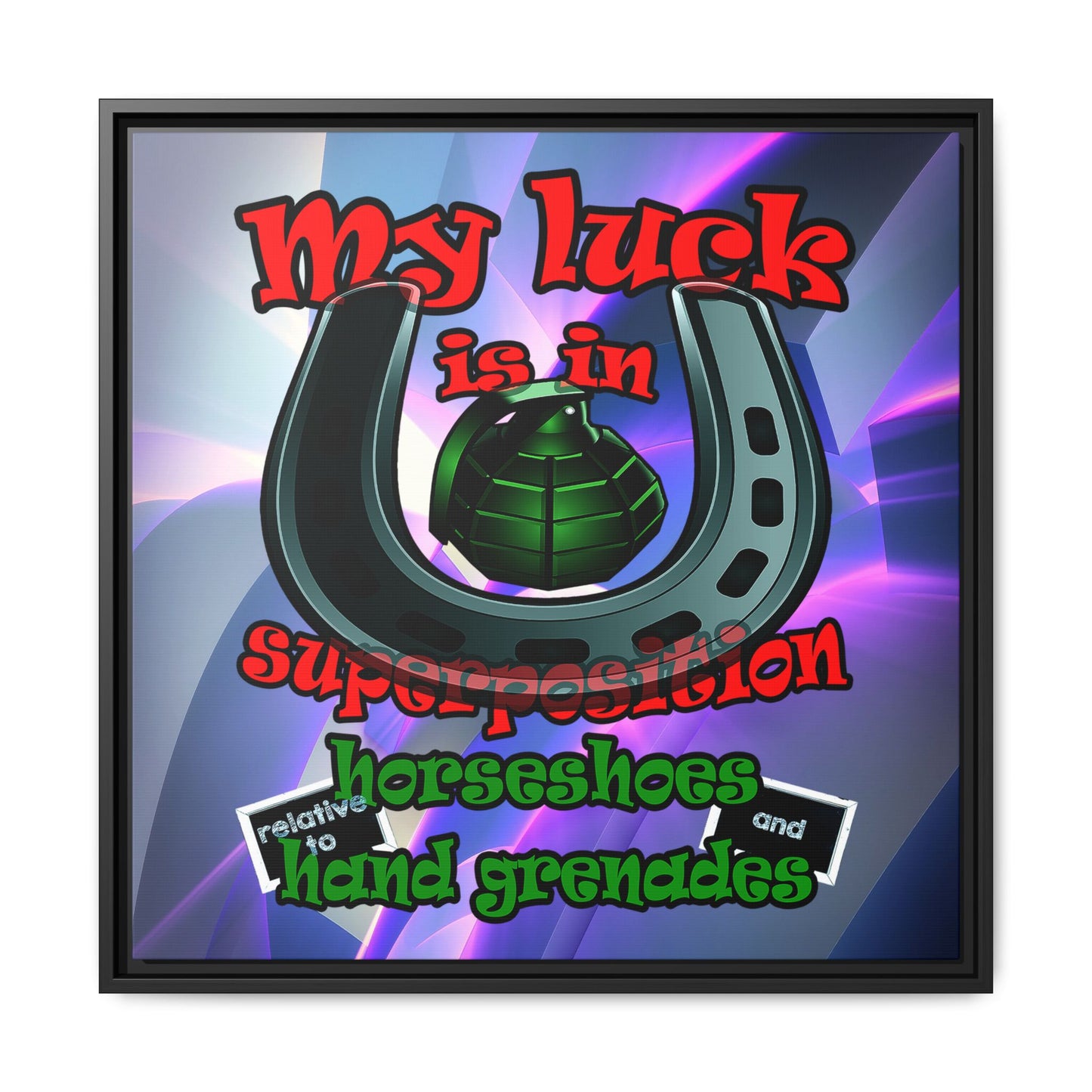 my luck - framed canvas art (grey-pink wave)