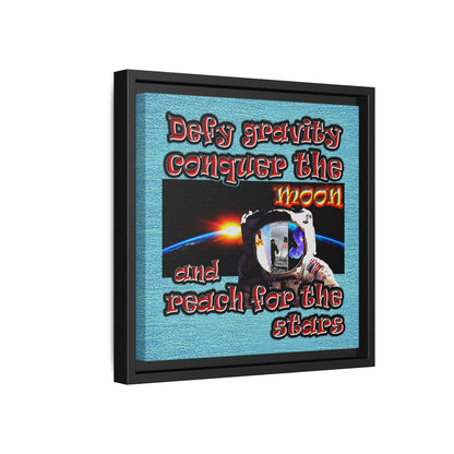 defy conquer reach - framed canvas art (faded blue)