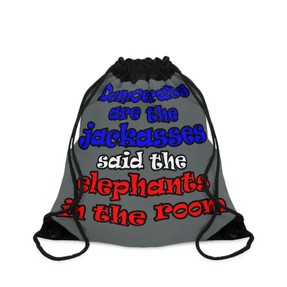 donkeys and elephants - Drawstring Bag (dark grey)