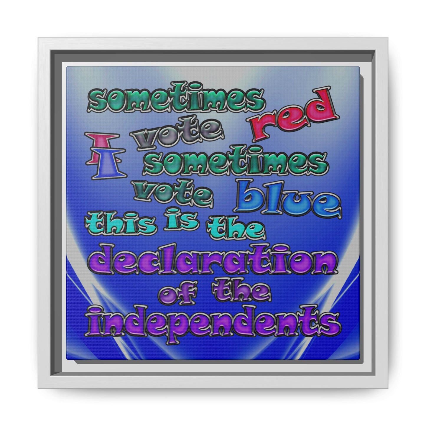 declaration of the independents - framed canvas art (blue-white wave)