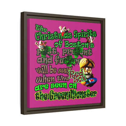 christmas spirits of boston - framed canvas art (pink)