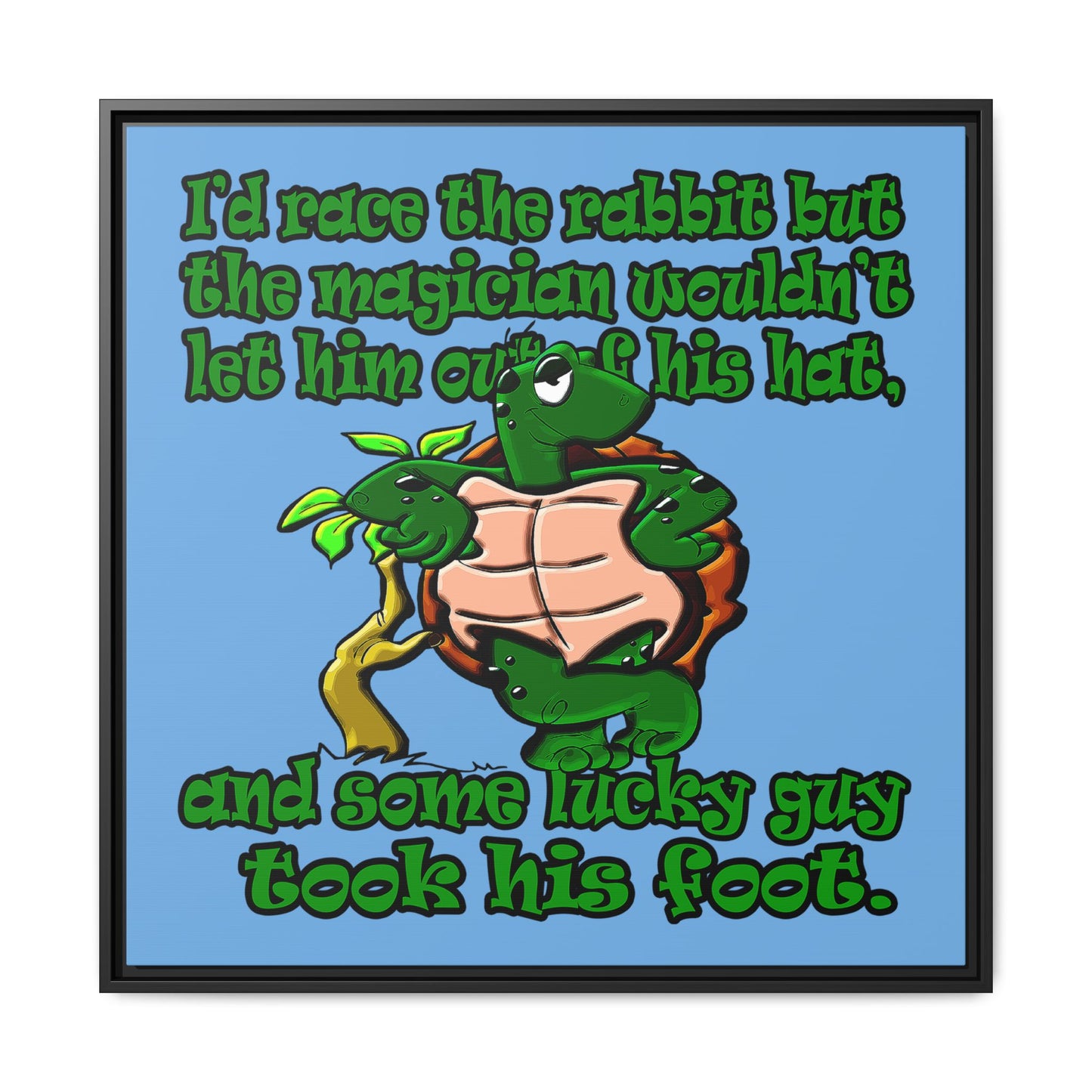 turtle race - framed canvas art (light blue)