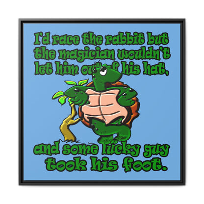 turtle race - framed canvas art (light blue)