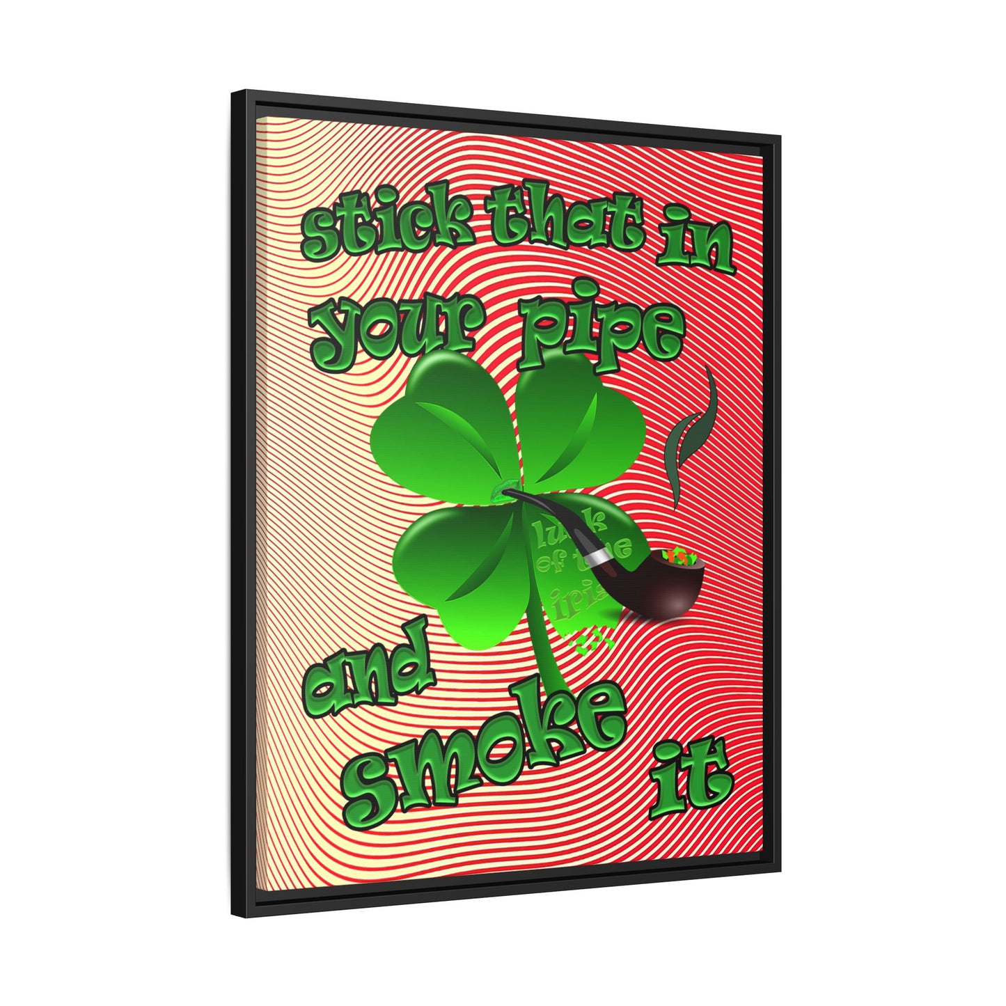 stick that in your pipe and smoke it - framed canvas art (yellow-orange wave)