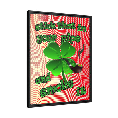 stick that in your pipe and smoke it - framed canvas art (yellow-orange wave)