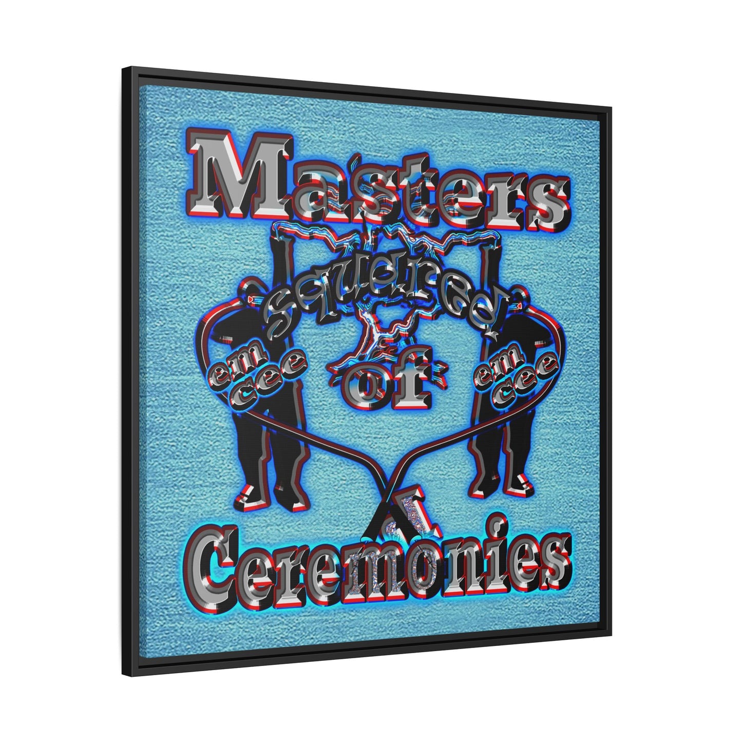 em cee squared - framed canvas art (faded blue)