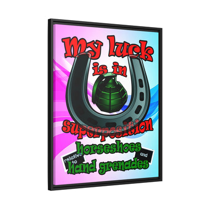 my luck - framed canvas art (light blue-pink wave)