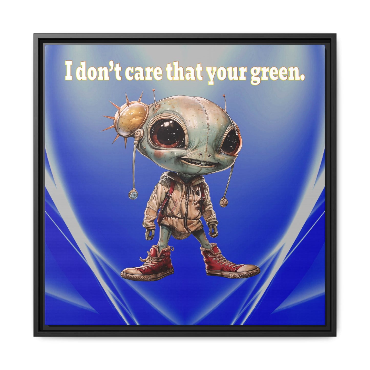 I don't care that your green - framed canvas art (blue-white wave)