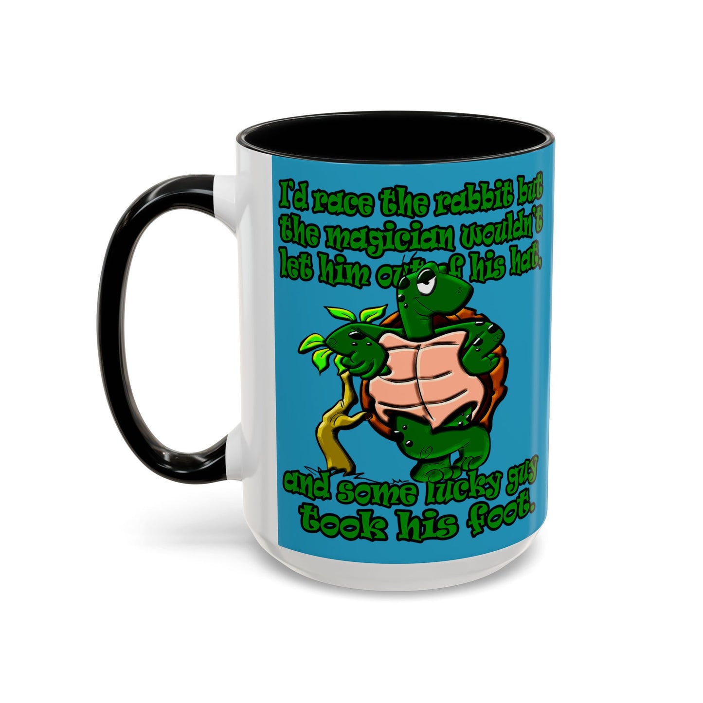 turtle race - Accent Mug (turquoise)