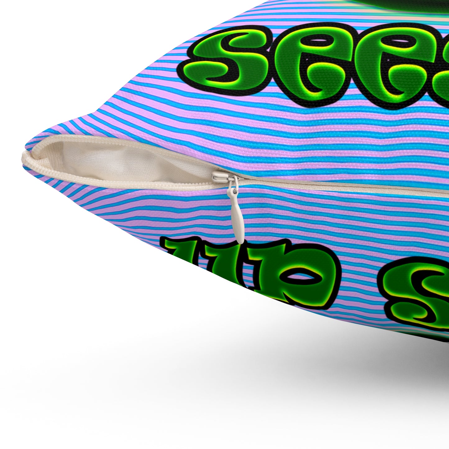 green monster - Spun Polyester Square Pillow - (light blue-purple wave)