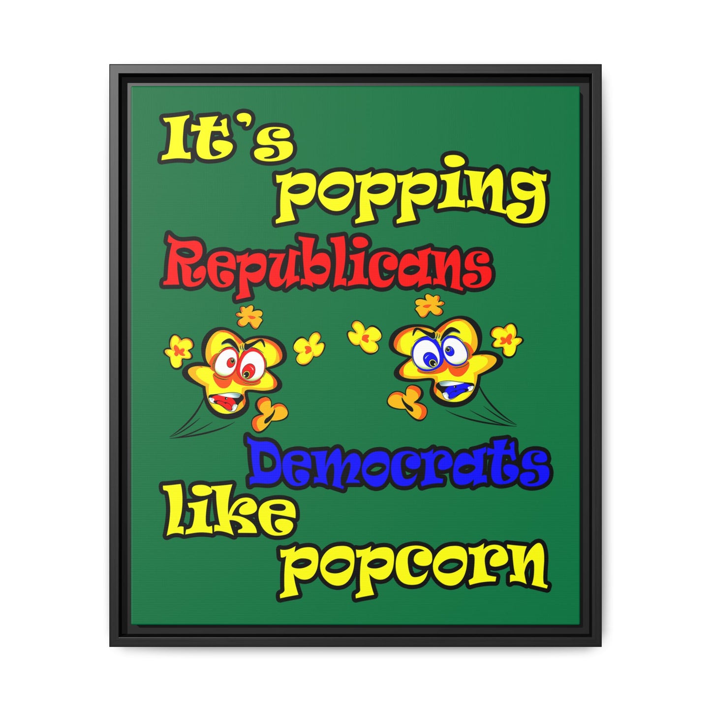 popping like popcorn - framed canvas art (dark green)
