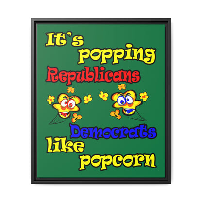 popping like popcorn - framed canvas art (dark green)