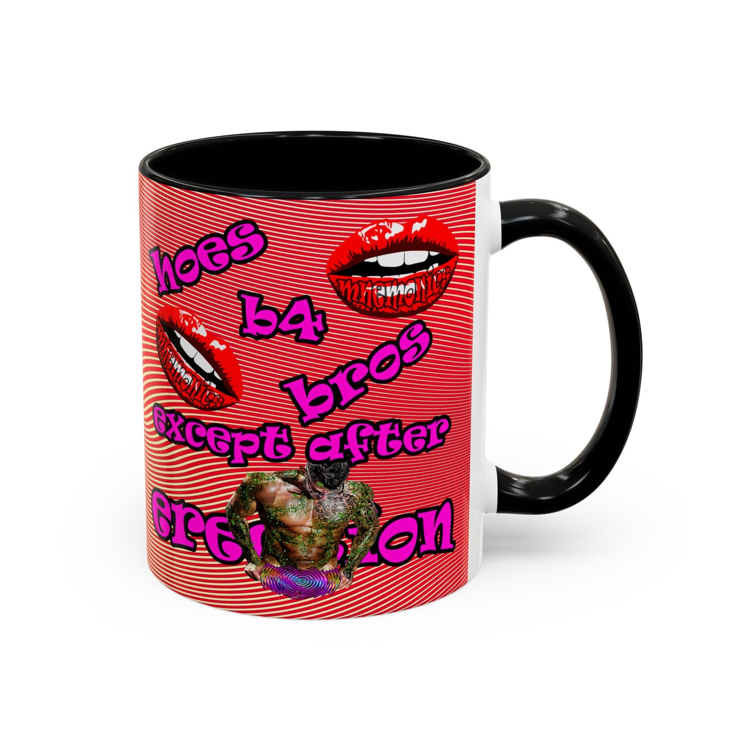hoes b4 bros - Accent Mug (yellow-orange wave)
