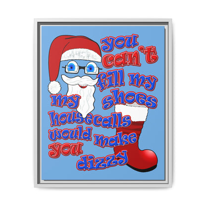 santa's shoes - framed canvas art (light blue)