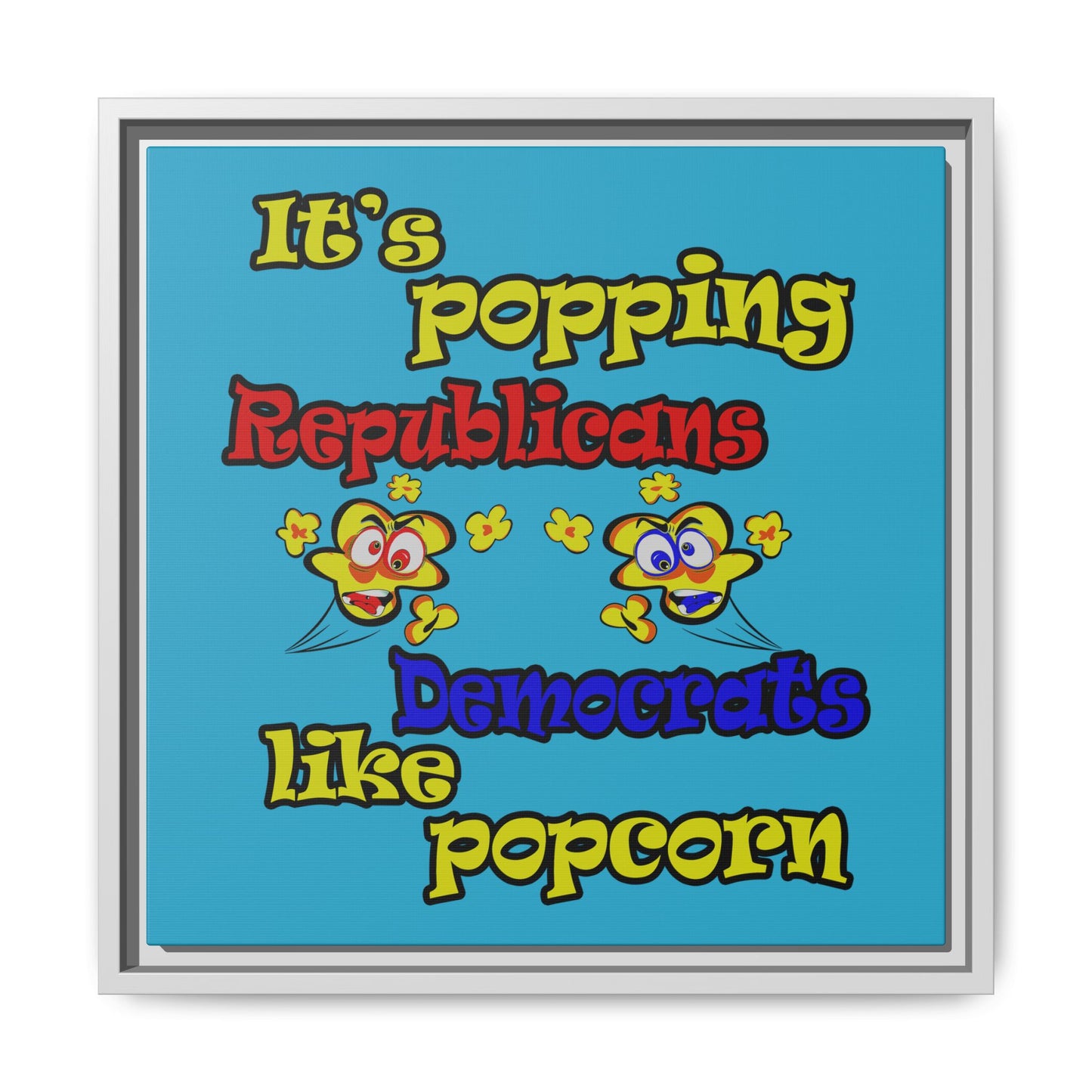 popping like popcorn - framed canvas art (turquoise)