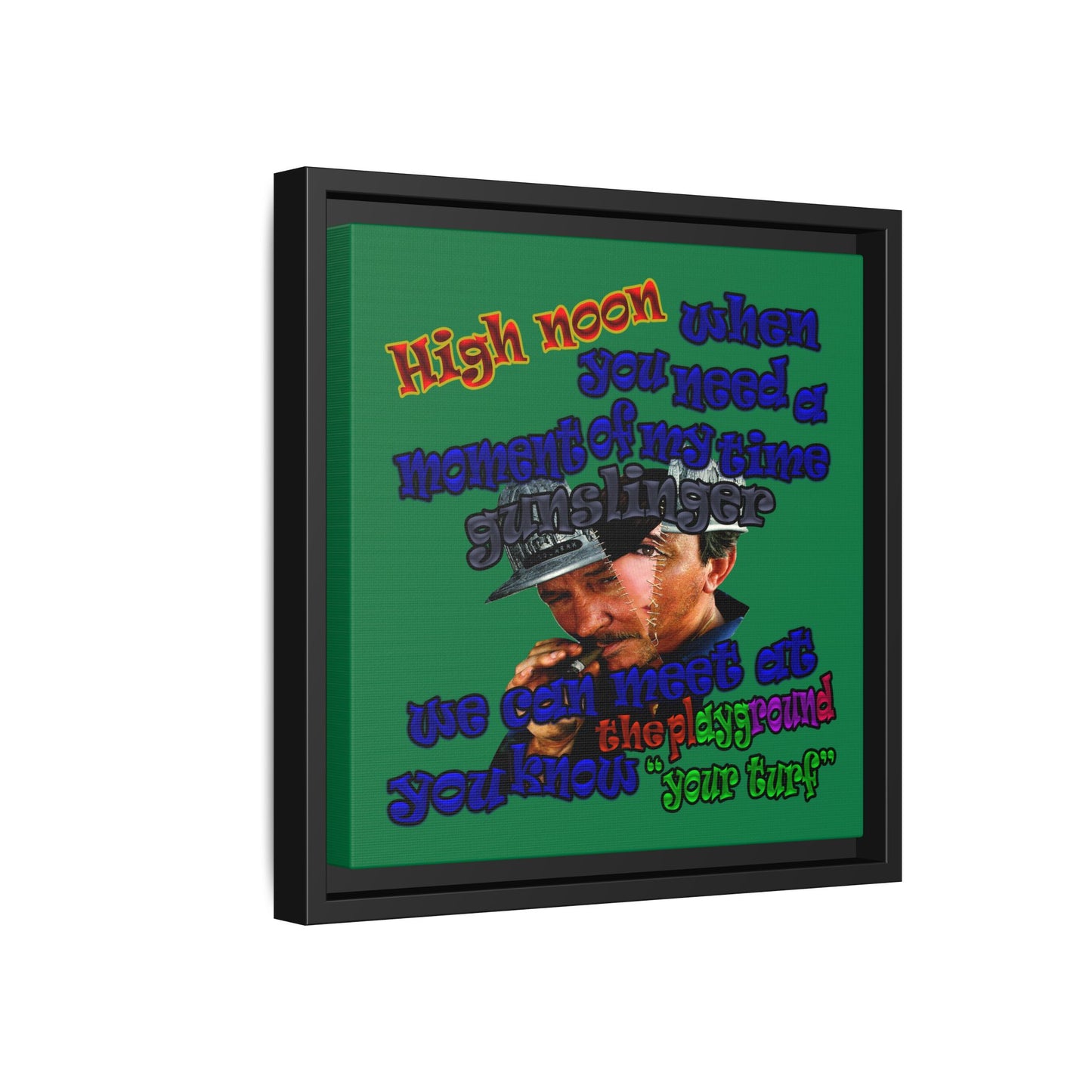 high noon - framed canvas art (dark green)