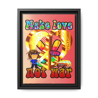 love peace - framed canvas art (yellow-orange wave)