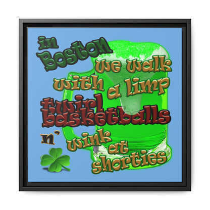celtics logo - framed canvas art (light blue)