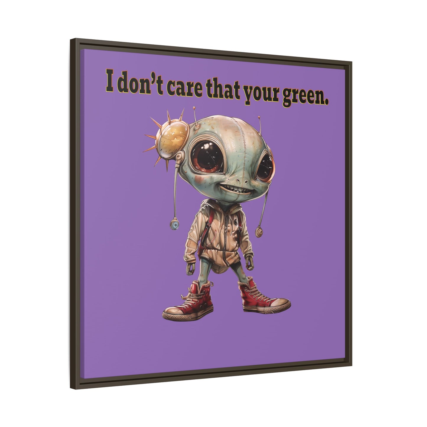 I don't care that your green - framed canvas art (light purple)