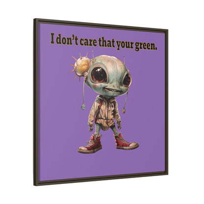 I don't care that your green - framed canvas art (light purple)