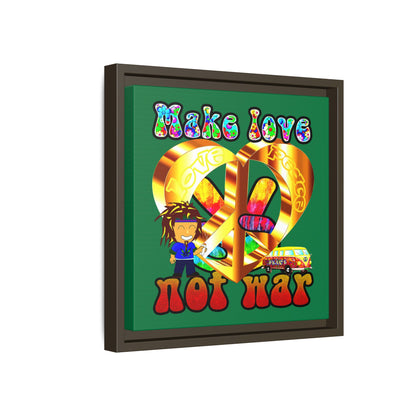 love peace - framed canvas art (dark green)