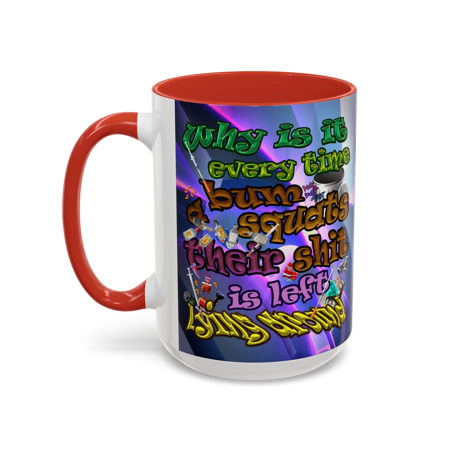 the bum's shit - Accent Mug (grey-pink wave)