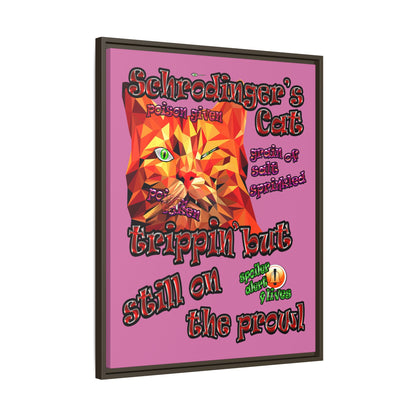 schrodinger's cat - framed canvas art (light pink)