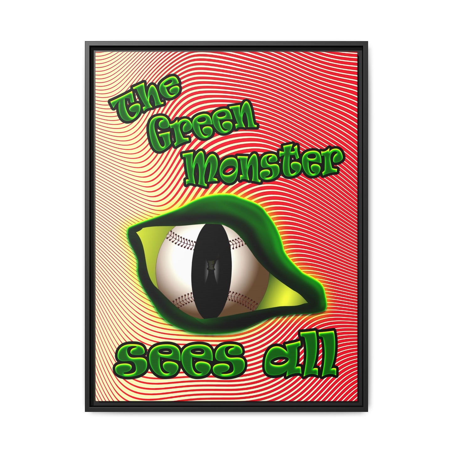 green monster - framed canvas art (yellow-orange wave)