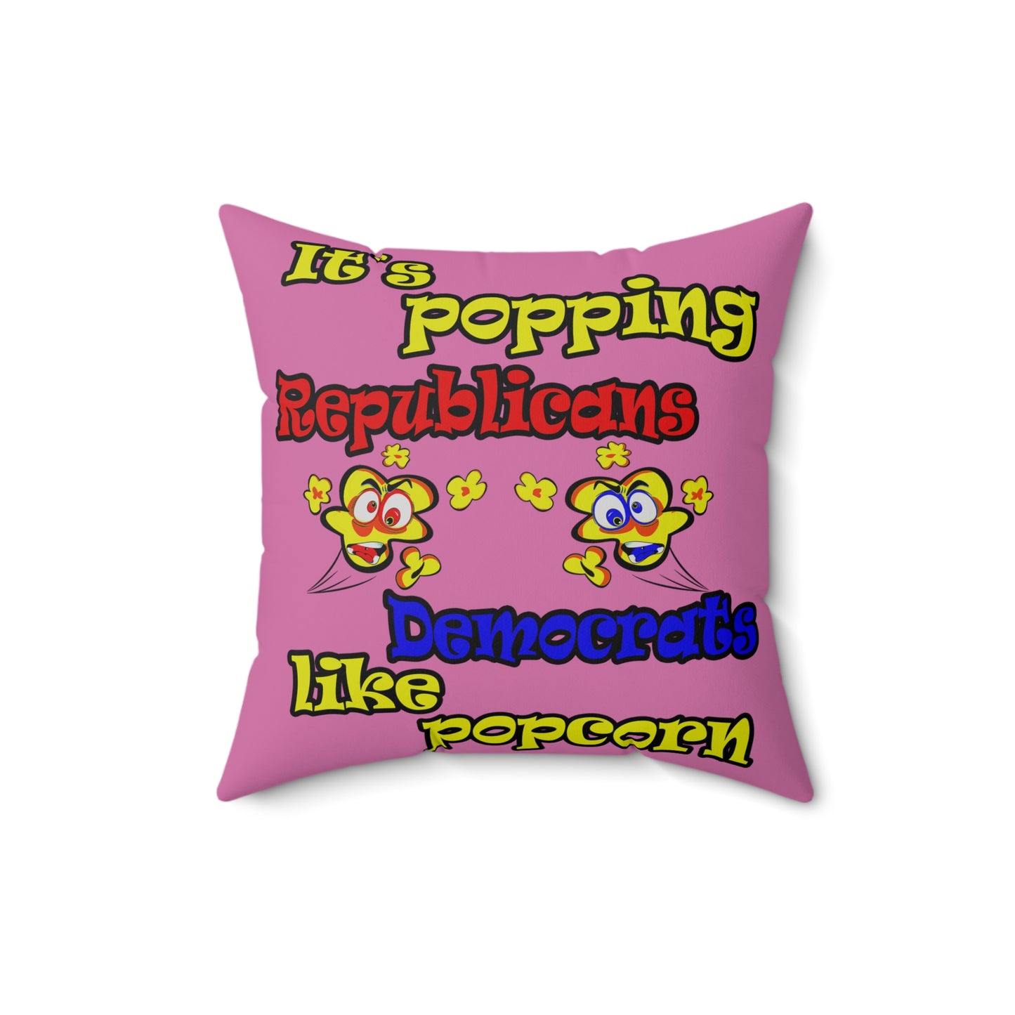 popping like popcorn - Spun Polyester Square Pillow - (light pink)