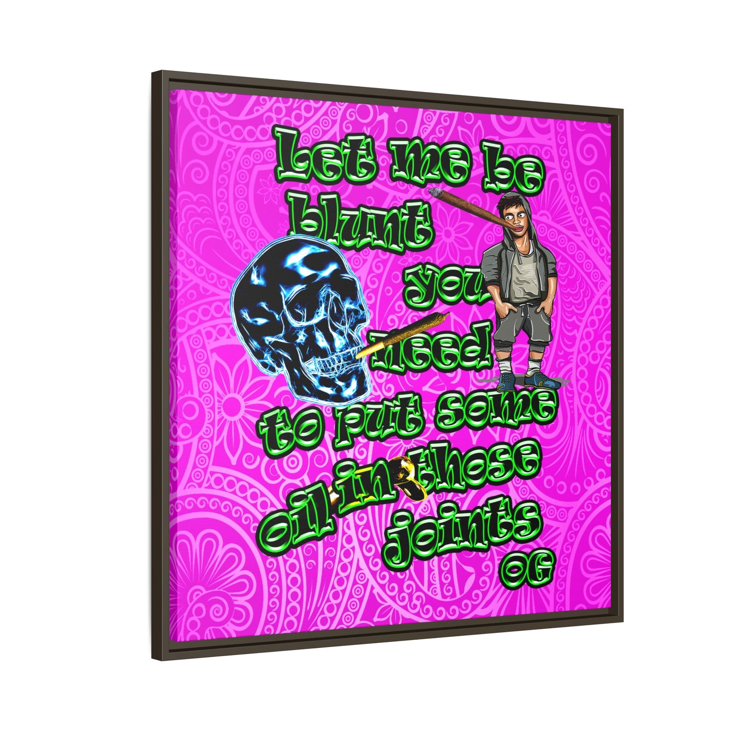 og - framed canvas art (pink swirl)