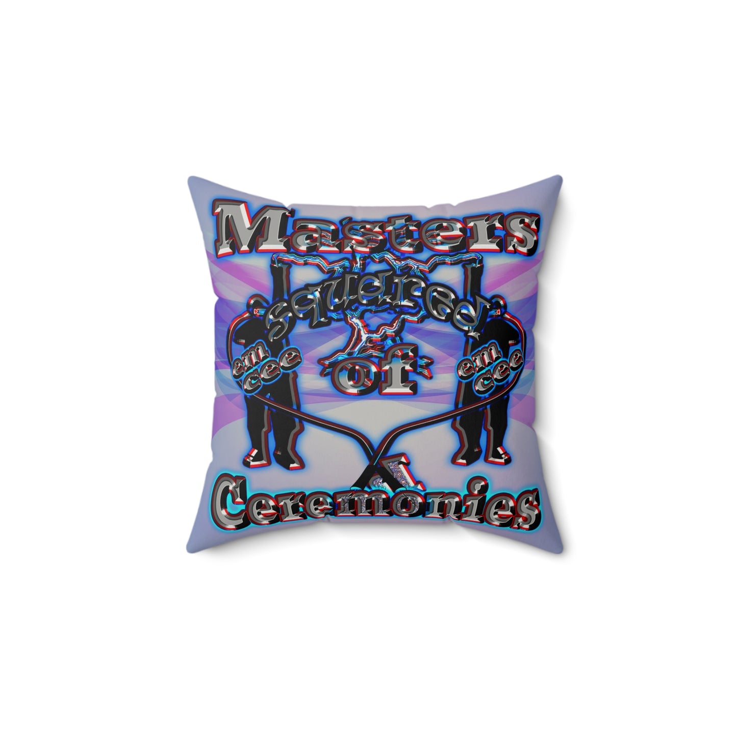 em cee squared - Faux Suede Square Pillow - (light blue-pink wave)