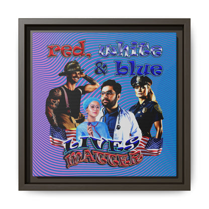 rw&b lives matter - framed canvas art (light blue-purple wave)