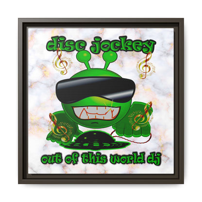 disc jockey - framed canvas art (white marble)