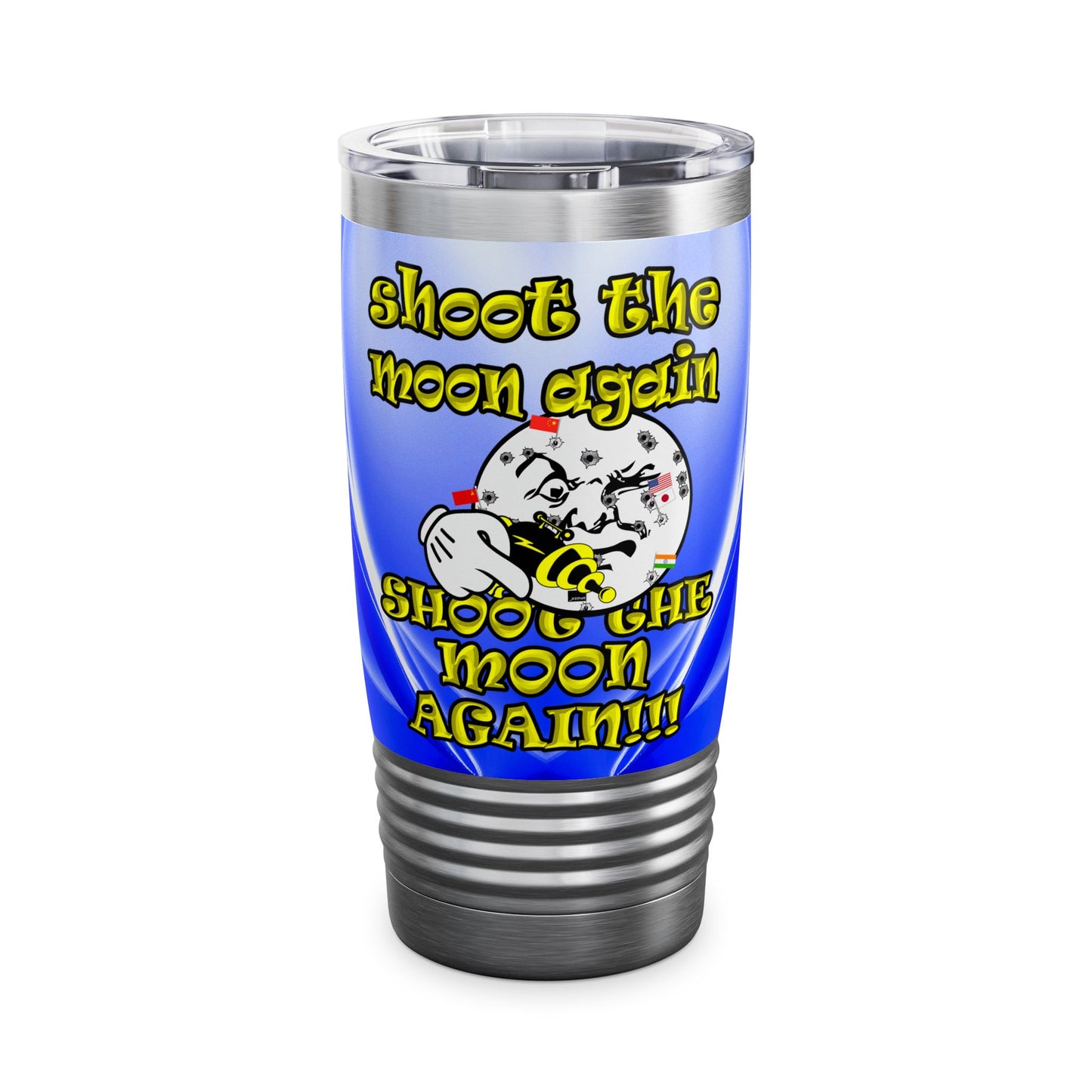 shoot the moon again - Ringneck Tumbler, 20oz (blue-white wave)