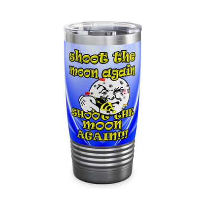 shoot the moon again - Ringneck Tumbler, 20oz (blue-white wave)