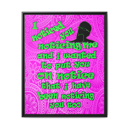 noticed you noticing - framed canvas art (pink swirl)