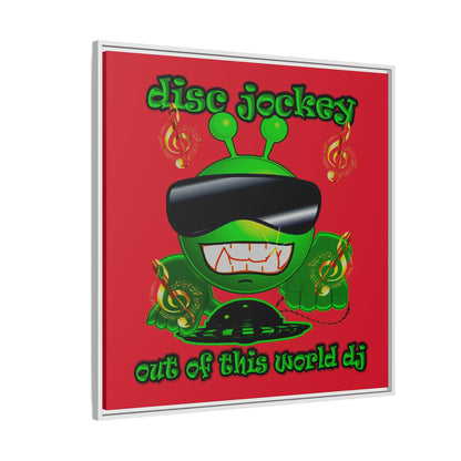 disc jockey - framed canvas art (dark red)